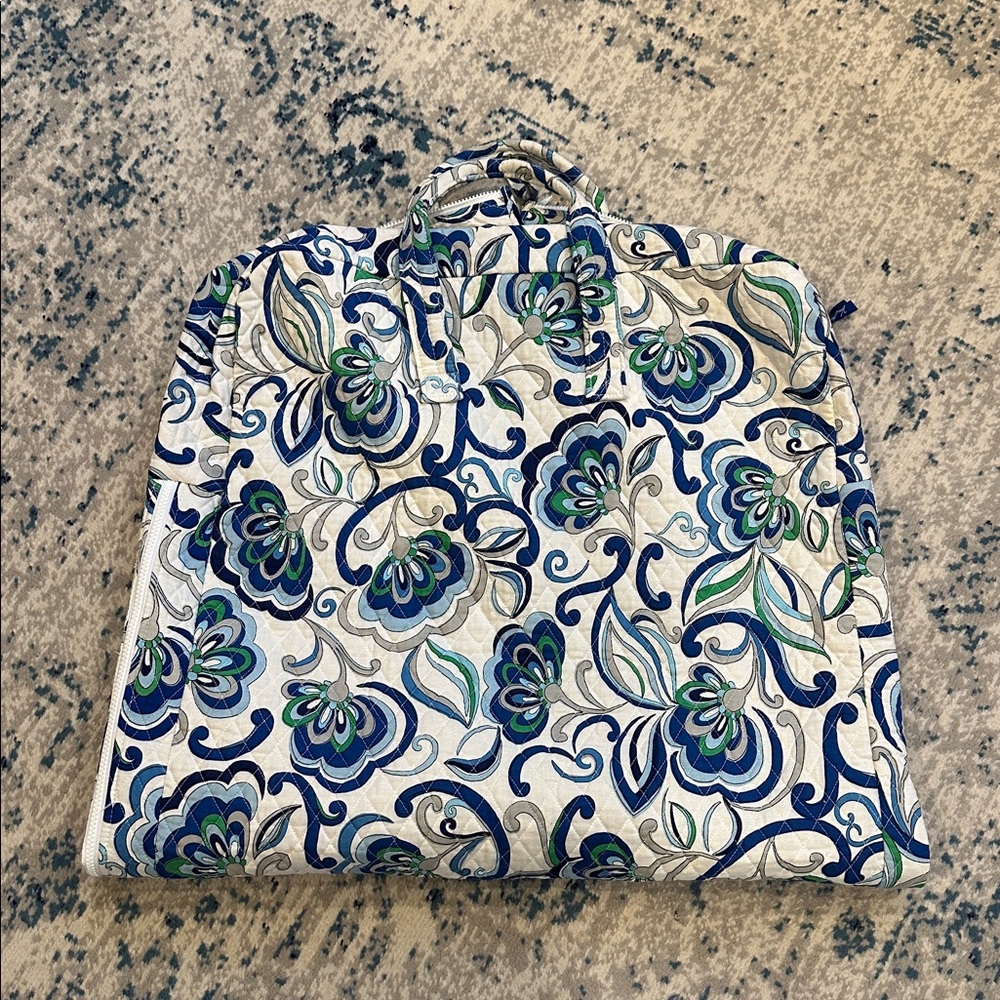 Vera Bradley Garment Bag Blue Floral Travel Quilted Preppy - Picture 2 of 10